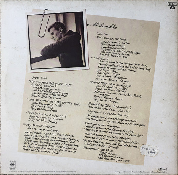 John McLaughlin – Electric Guitarist, Gatefold, Sunburst Labels