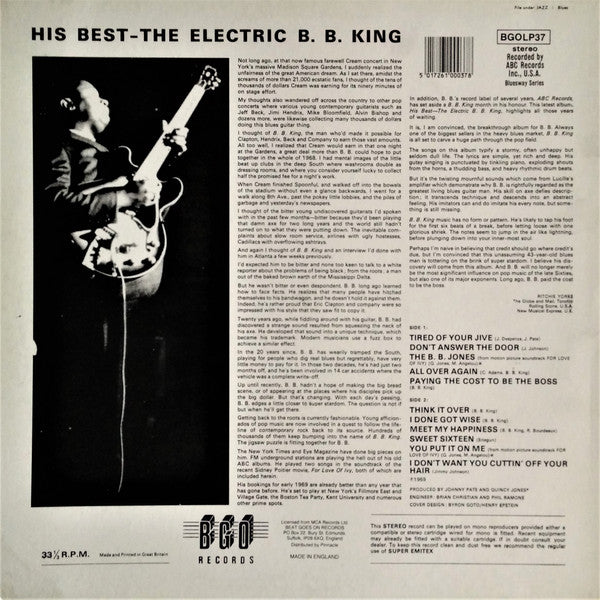 B.B. King ‎– His Best - The Electric B.B. King