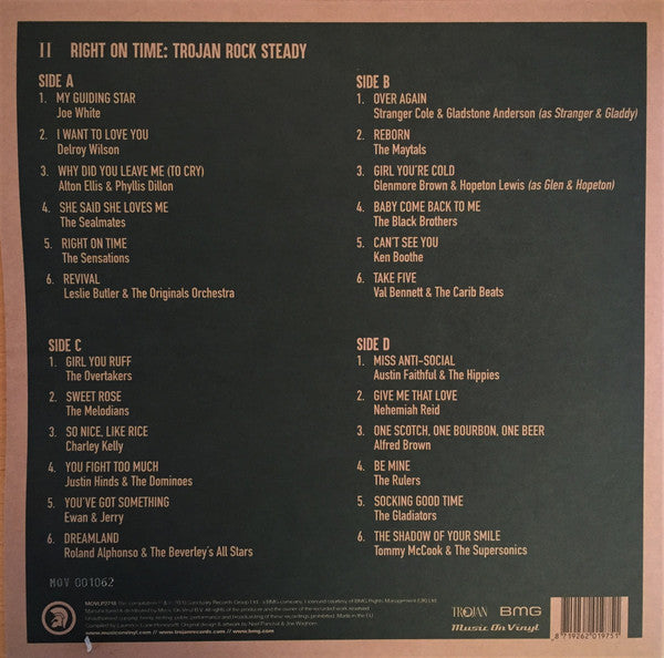 Right On Time: Trojan Rock Steady, 2xLP, Gatefold, Limited Edition, Numbered(1300), 180g Orange Coloured Vinyl