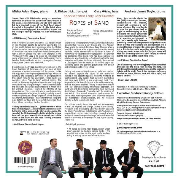 Sophisticated Lady Jazz Quartet ‎– Ropes of Sand     ,  45 RPM