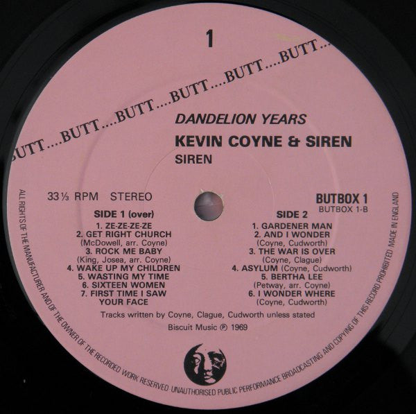 Kevin Coyne With Siren  ‎– Dandelion Years    ,  3LP , BOX
