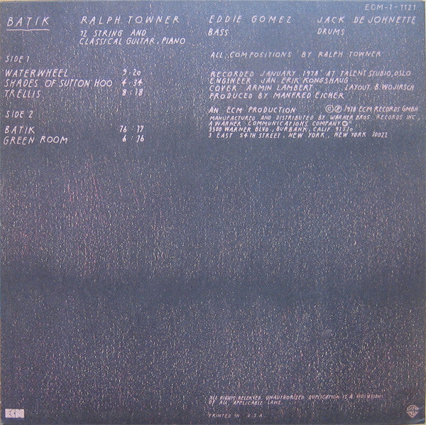 Ralph Towner, Eddie Gomez, Jack DeJohnette – Batik