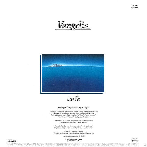 Vangelis – Earth  , Canada cover