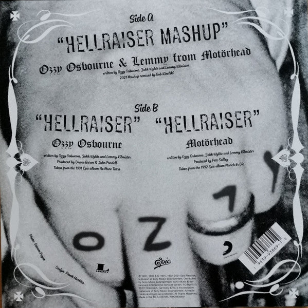Ozzy Osbourne + Motörhead – Hellraiser   ,  10", 45 RPM, Single, Limited Edition, Partially Mixed