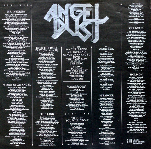 Angel Dust  ‎– To Dust You Will Decay   ,  1 press , Germany