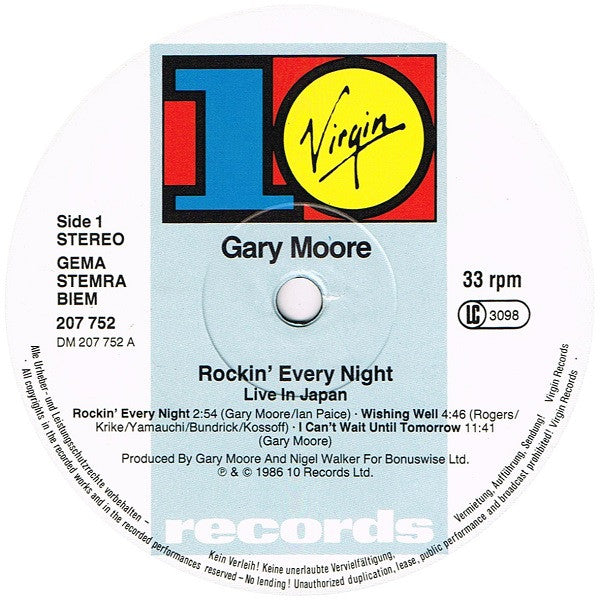 Gary Moore ‎– Rockin' Every Night - Live In Japan