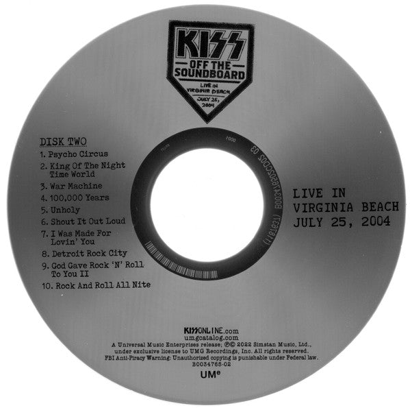 Kiss – Off The Soundboard Live In Virginia Beach July 25, 2004  ,  2 CD , digipak