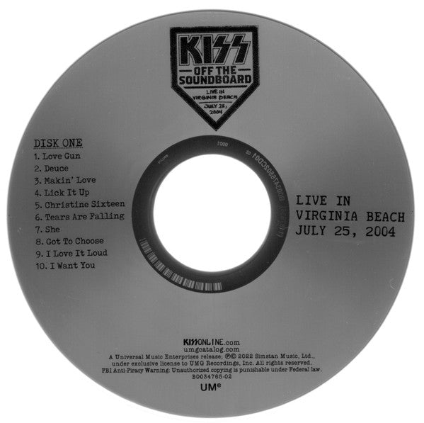 Kiss – Off The Soundboard Live In Virginia Beach July 25, 2004  ,  2 CD , digipak