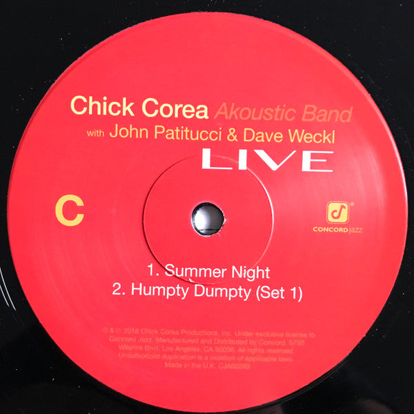 Chick Corea Akoustic Band With John Patitucci And Dave Weckl – Live   ,  3 LP , TRIFOLD cover