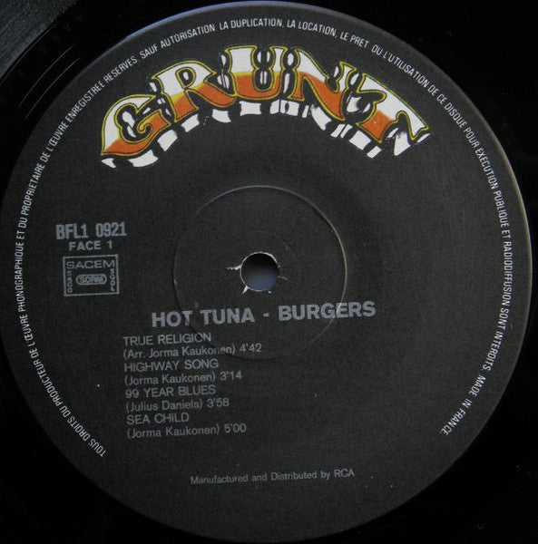 Hot Tuna – Burgers, Gatefold