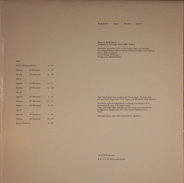 Keith Jarrett – Hymns Spheres, 2xLP   ,  ECM