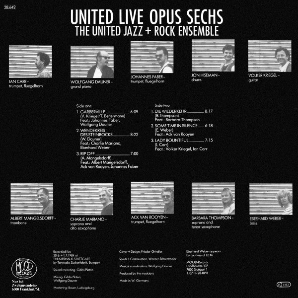 The United Jazz+Rock Ensemble ‎– United Live Opus Sechs  ,  1 press