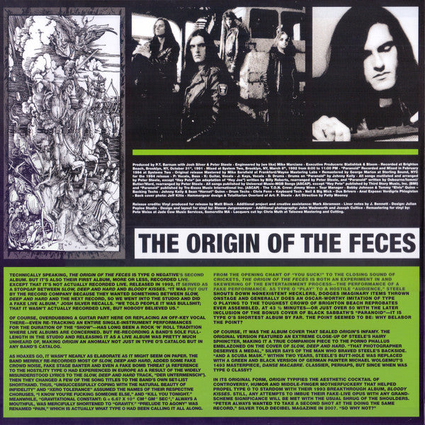 Type O Negative – The Origin Of The Feces (Not Live At Brighton Beach)   ,  	 2  LP,  Green with Black Marble