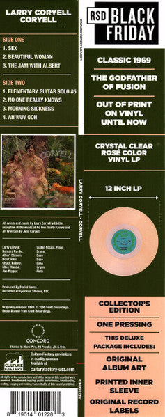 Larry Coryell – Coryell ,  Record Store Day, Deluxe Edition,  Rose Transparent