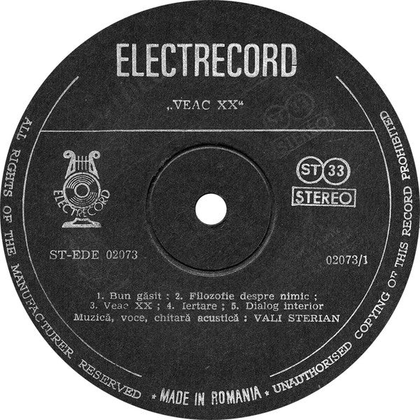 Valeriu Sterian și Compania de Sunet ‎– Veac XX