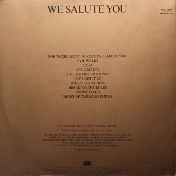 AC/DC – For Those About To Rock We Salute You, Stereo, Gatefold, Embossed Sleeve
