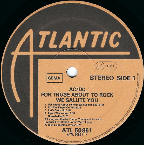 AC/DC – For Those About To Rock We Salute You, Gatefold, Embossed