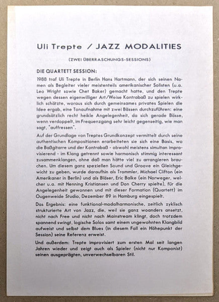 Uli Trepte – Jazz Modalities   , 1press , Germany