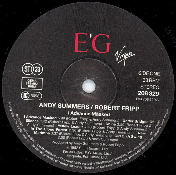 Andy Summers & Robert Fripp ‎– I Advance Masked