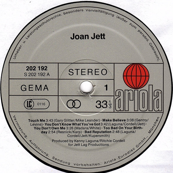 Joan Jett ‎– Joan Jett