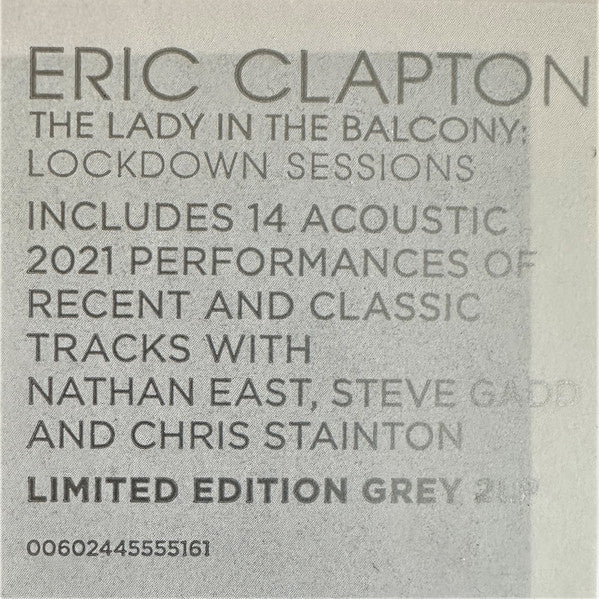 Eric Clapton – The Lady In The Balcony: Lockdown Sessions, 2xLP, Limited Edition, Grey Vinyl