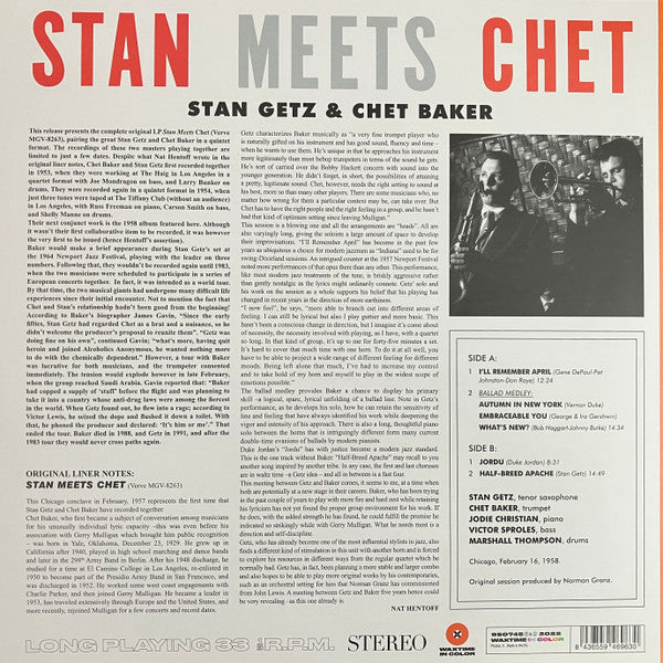 Stan Getz, Chet Baker – Stan Meets Chet, Limited Edition, Orange Vinyl