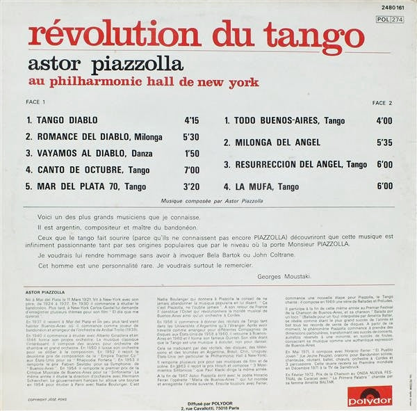 Astor Piazzolla* – Révolution Du Tango - Astor Piazzolla Au Philharmonic Hall De New York