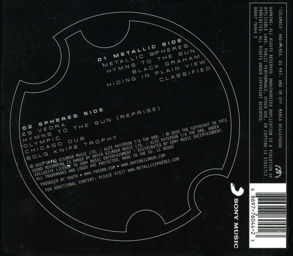 The Orb Featuring David Gilmour – Metallic Spheres  ,  digipack