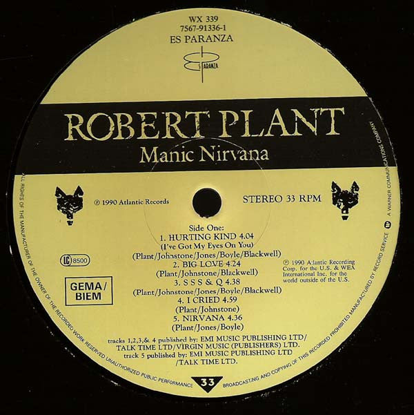 Robert Plant ‎– Manic Nirvana