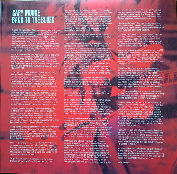 Gary Moore – Back To The Blues   ,  2LP , Gatefold