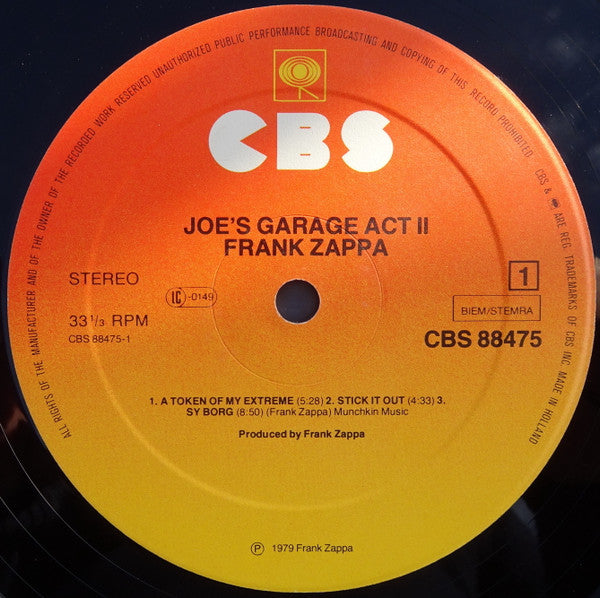 Frank Zappa – Joe's Garage Acts II & III, 2x LP, Gatefold