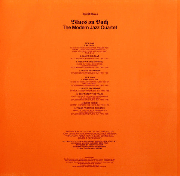 The Modern Jazz Quartet – Blues On Bach, Stereo