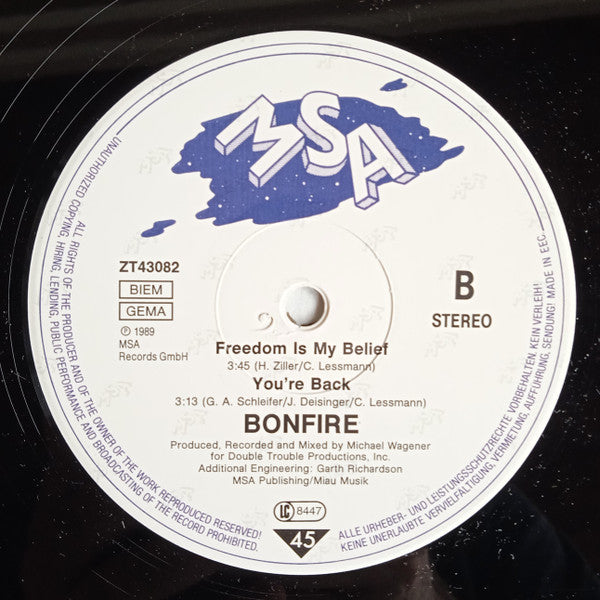 Bonfire – Hard On Me   Maxi , 45 rpm
