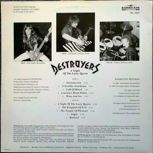 Destroyers  – A Night Of The Lusty Queen  ,  Gatefold