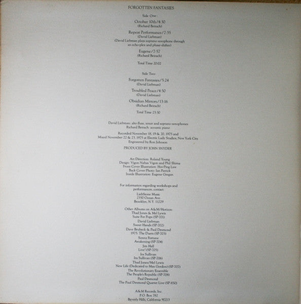 David Liebman / Richard Beirach – Forgotten Fantasies   , Gatefold , 1 press , US