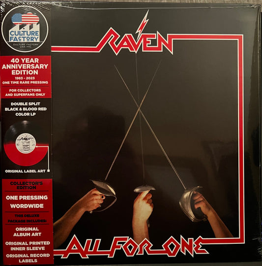Raven– All For One, Black & Blood Red Vinyl