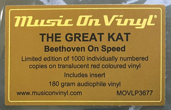 The Great Kat – Beethoven On Speed   ,  Limited Edition, Numbered,  Red Translucent
