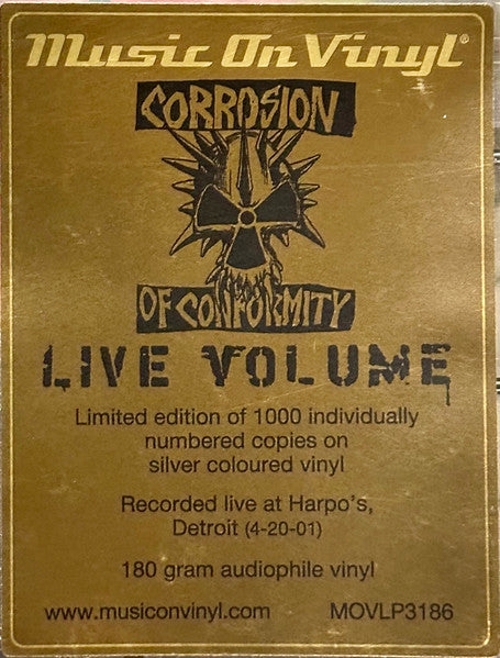 Corrosion Of Conformity – Live Volume   ,  2LP , Gatefold , Limited Edition, Numbered, Silver 180g