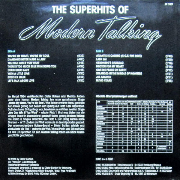 Modern Talking ‎– Best Of (16 Superhits. The Superhits Of Modern Talking)