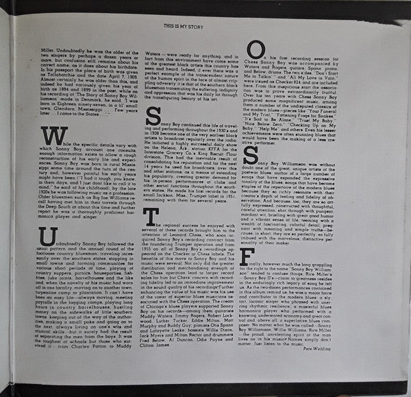 Sonny Boy Williamson  – This Is My Story   ,  2LP , Gatefold