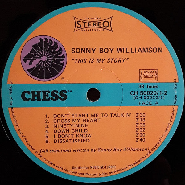 Sonny Boy Williamson  – This Is My Story   ,  2LP , Gatefold