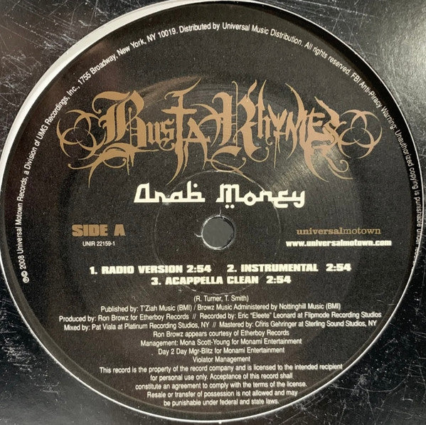 Busta Rhymes – Arab Money   ,  12" , maxi single