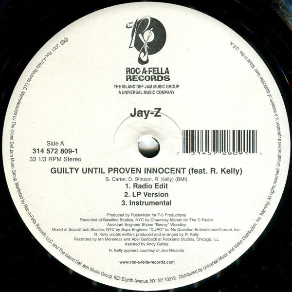 Jay-Z – Guilty Until Proven Innocent / 1-900-HUSTLER, 	 Vinyl, 12", 33 ⅓ RPM, Single, Stereo