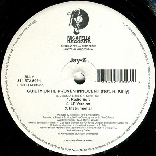 Jay-Z – Guilty Until Proven Innocent / 1-900-HUSTLER, 	 Vinyl, 12", 33 ⅓ RPM, Single, Stereo