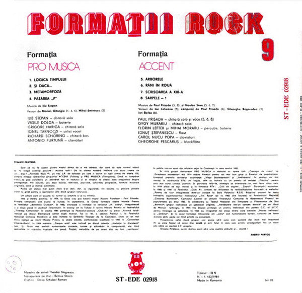 Grupul Pro Musica* / Grupul Accent* ‎– Formații Rock 9