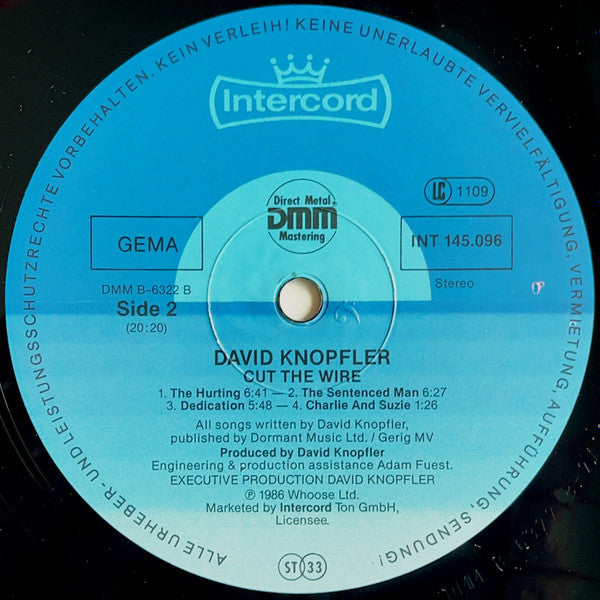 David Knopfler – Cut The Wire, Gatefold sleeve