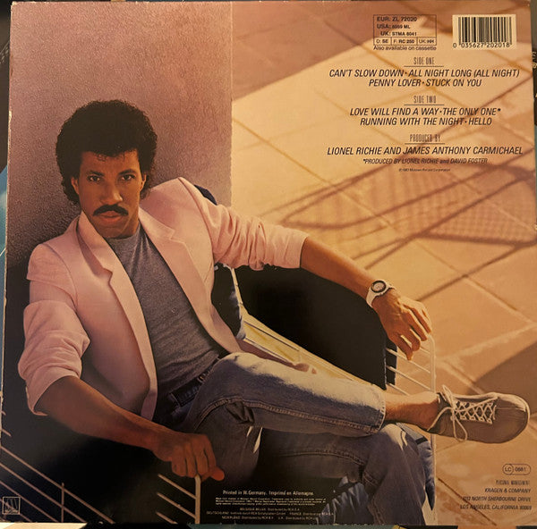 Lionel Richie – Can't Slow Down, Gatefold Sleeve