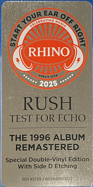 Rush – Test For Echo   , 2LP ,  Special Edition , Etched