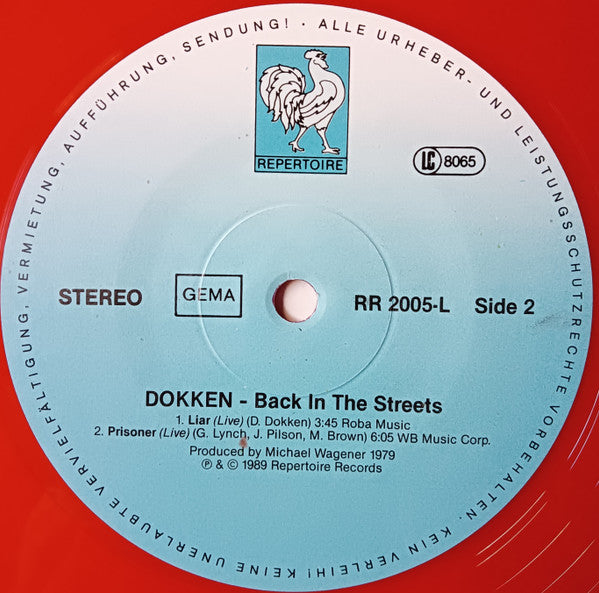 Dokken – Back In The Streets   ,  red vinyl