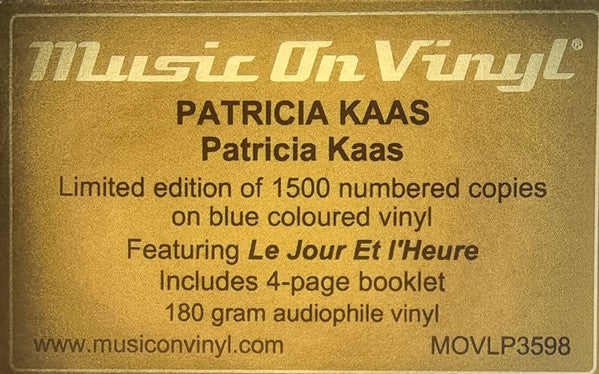 Patricia Kaas – Patricia Kaas, Limited Edition, Numbered( 1500/753, 754), Blue coloured Vinyl